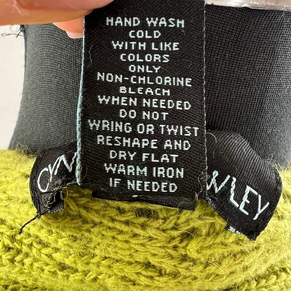 Cynthia Rowley Green M Knit Cardigan Sweater Wool Flowy Open Front Long Sleeve - Picture 9 of 9